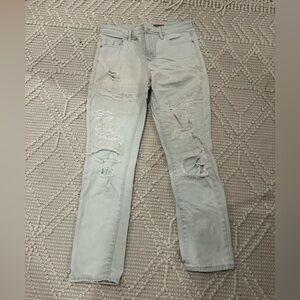 ANTHROPOLOGIE Pilcro Mid Rise Slim Boyfriend Distressed Jeans Size 29